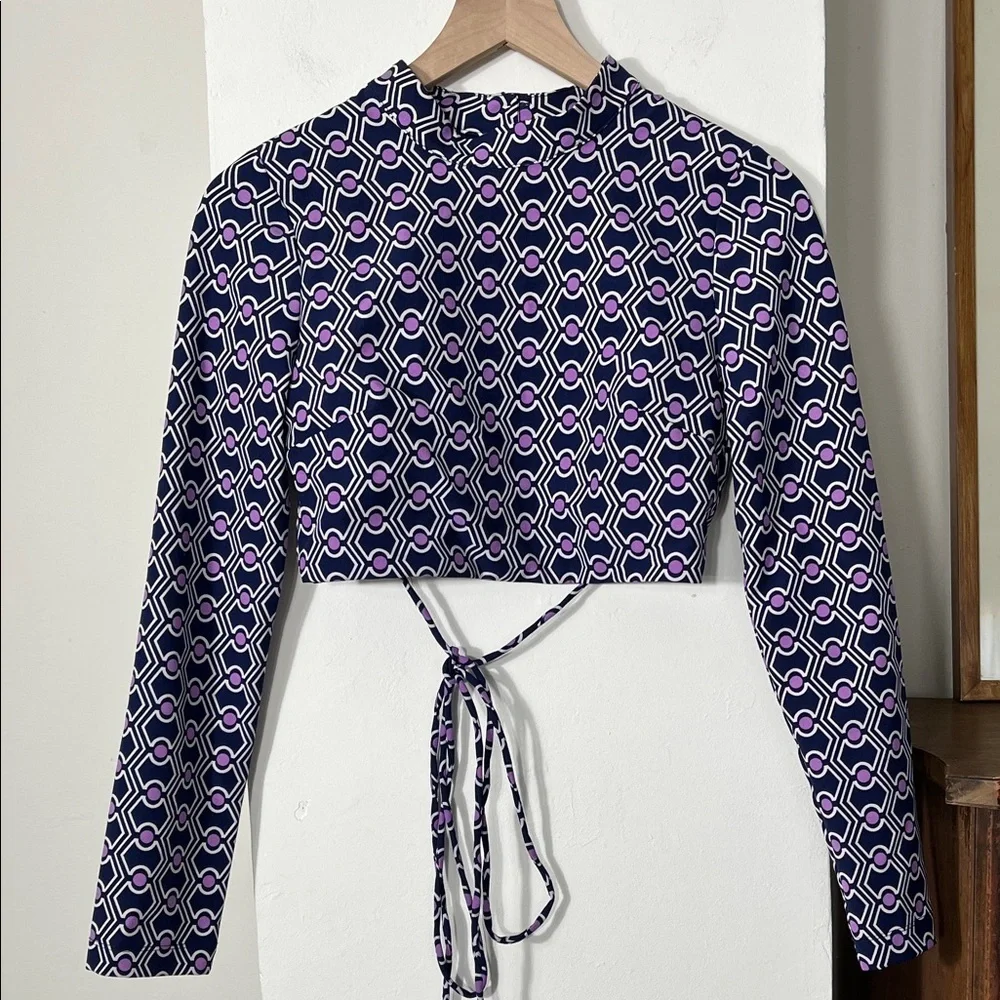 Zara Purple and Blue Geometric Blouse
